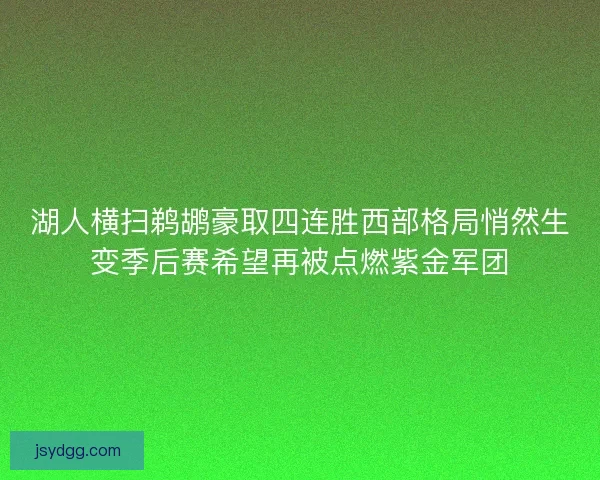 湖人横扫鹈鹕豪取四连胜西部格局悄然生变季后赛希望再被点燃紫金军团