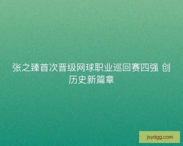 张之臻首次晋级网球职业巡回赛四强 创历史新篇章